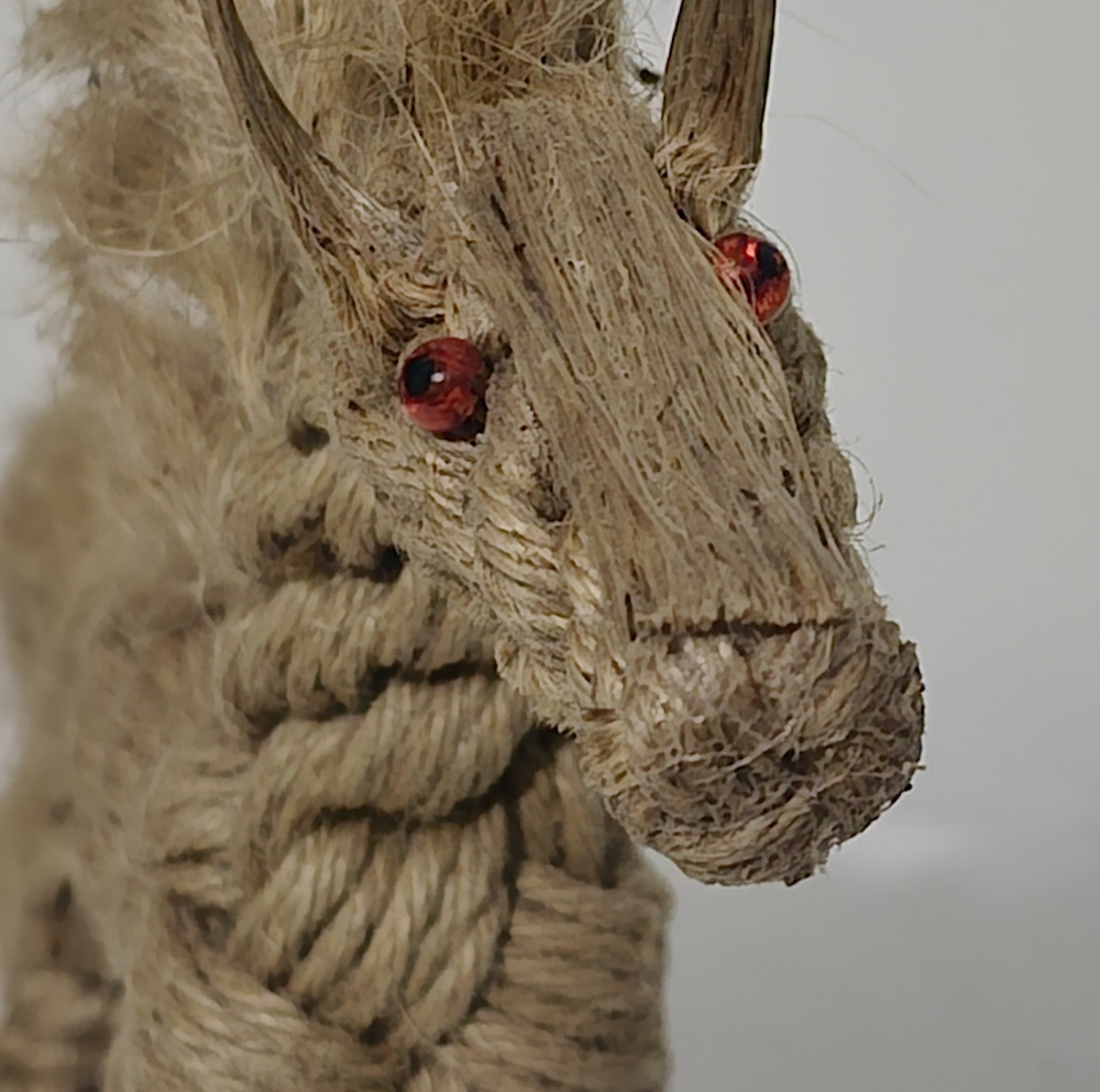 Vtg Danish Modern Kay Bojesen Jorgen Bloch Rope Horse Sculpture  MCM Red Eyes